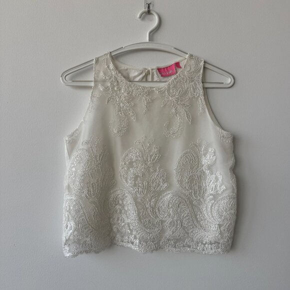 Embrodeired white tank top size 2 - Picture 4 of 6
